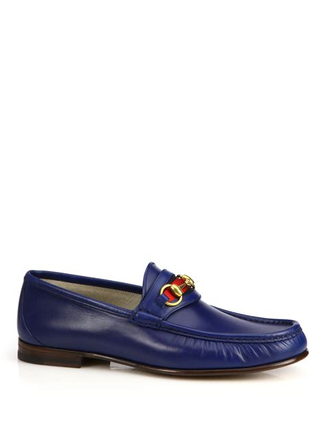 gucci blue leather maritime loafers dress men shoes|gucci men loafers on sale.